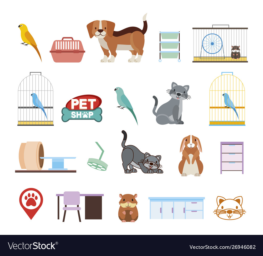 Bundle pet shop icons Royalty Free Vector Image Bundle pet shop icons Royalty Free Vector Image