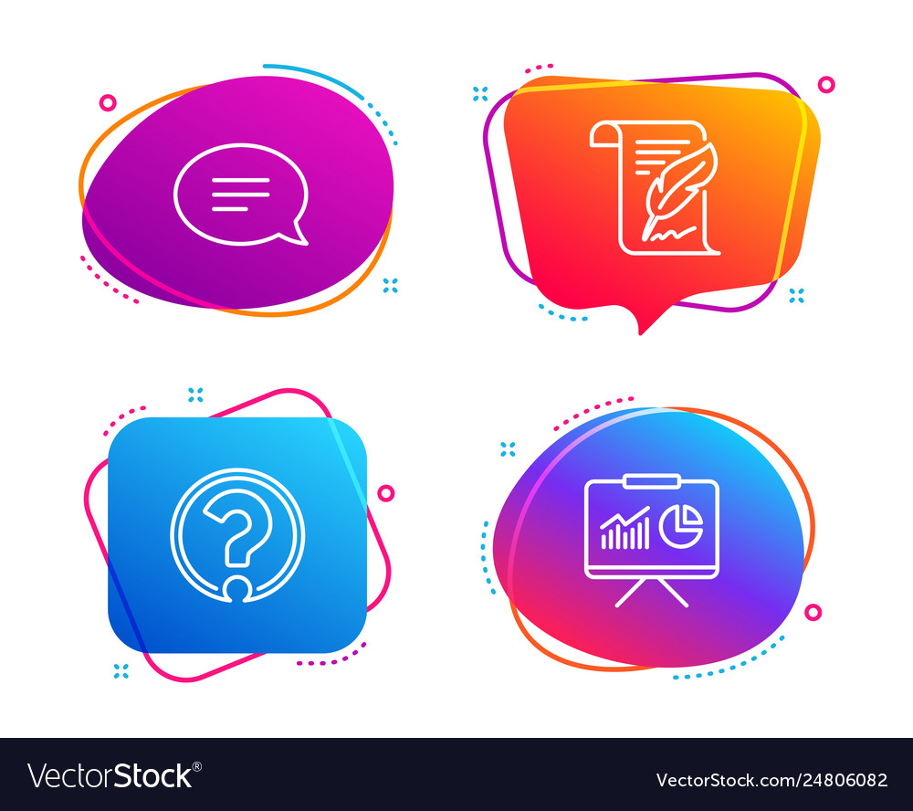 Chat question mark and feather icons set Vector Image Chat question mark and feather icons set