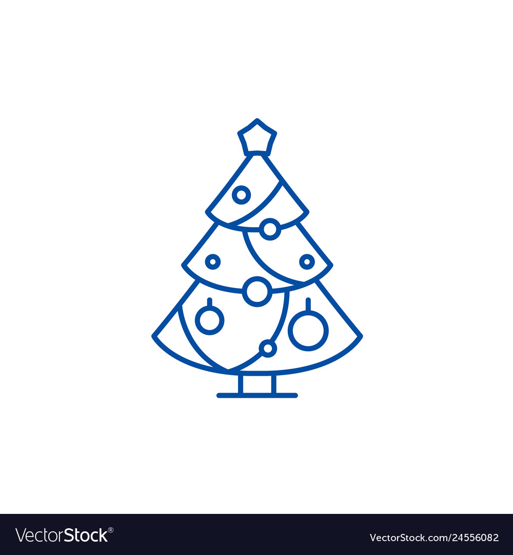 Christmas decoration tree line icon concept