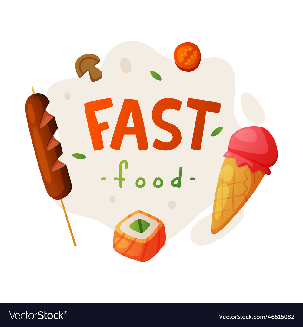 Fast food with skewered grilled sausage ice cream Vector Image