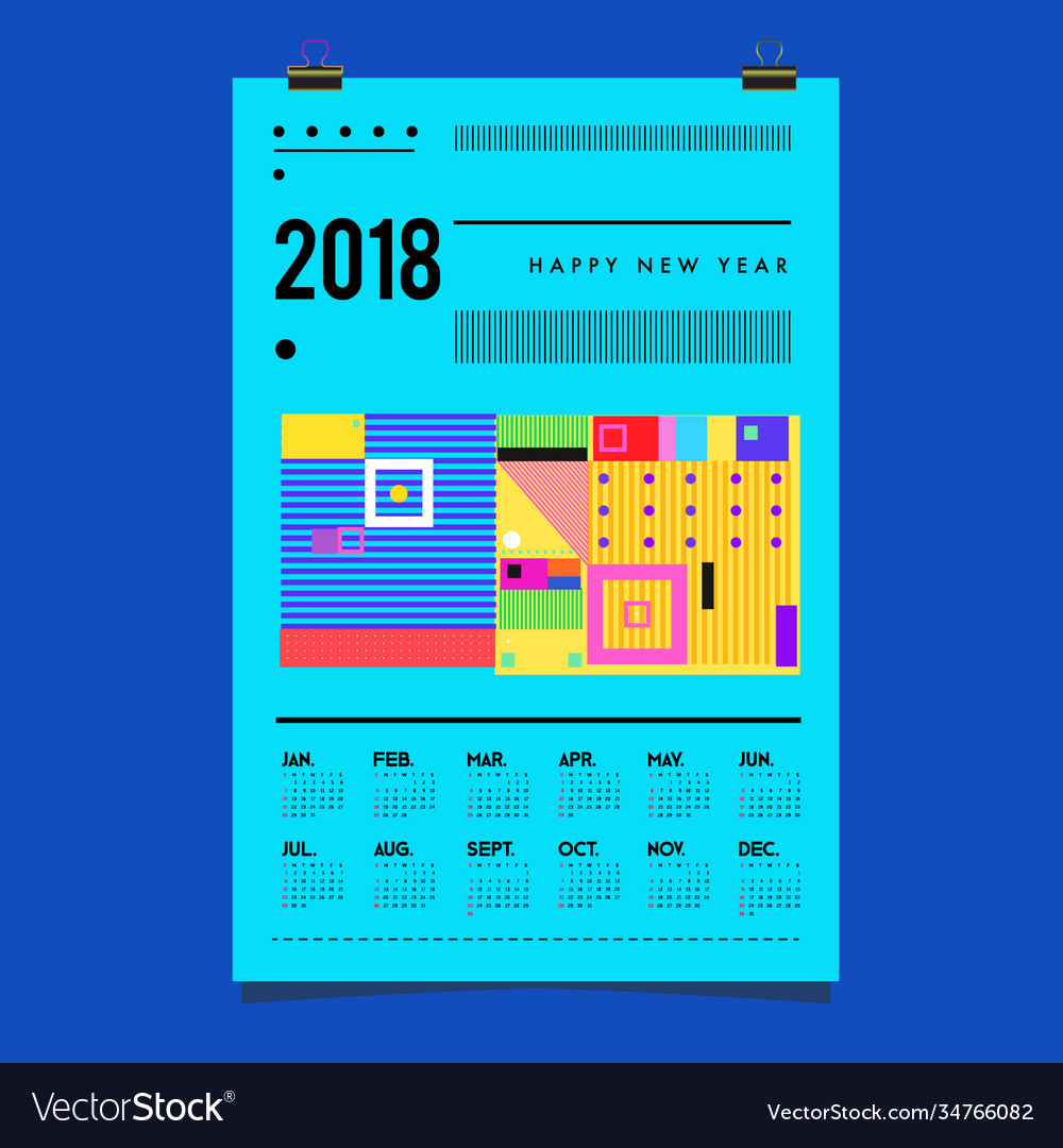 Geometric Memphis Style For Calendar Template 2021 0284