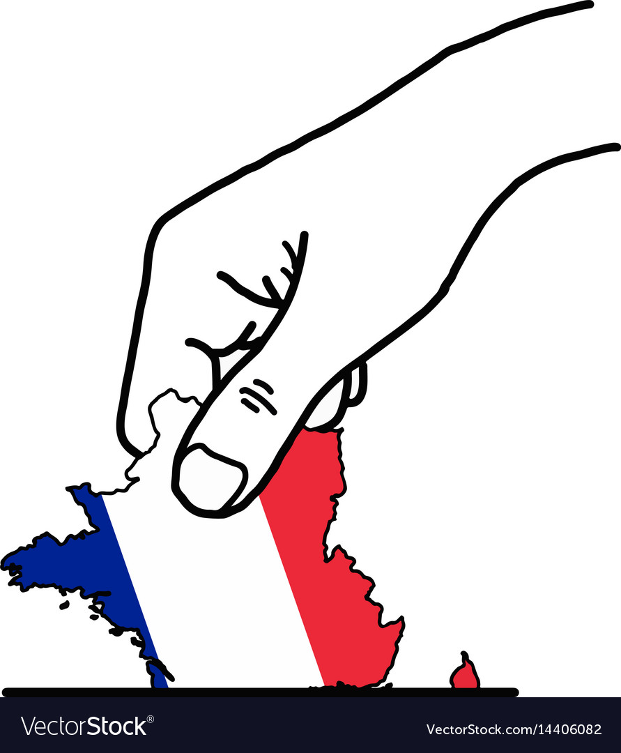 Hand voting with franch map color flag
