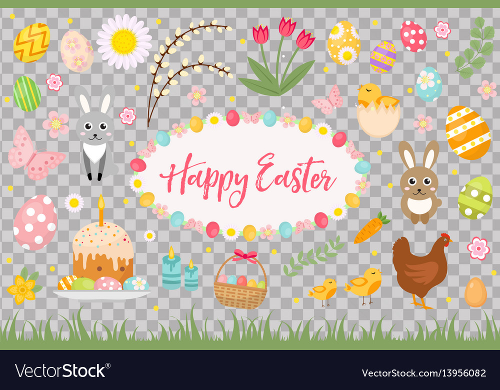 Happy easter collection object design element