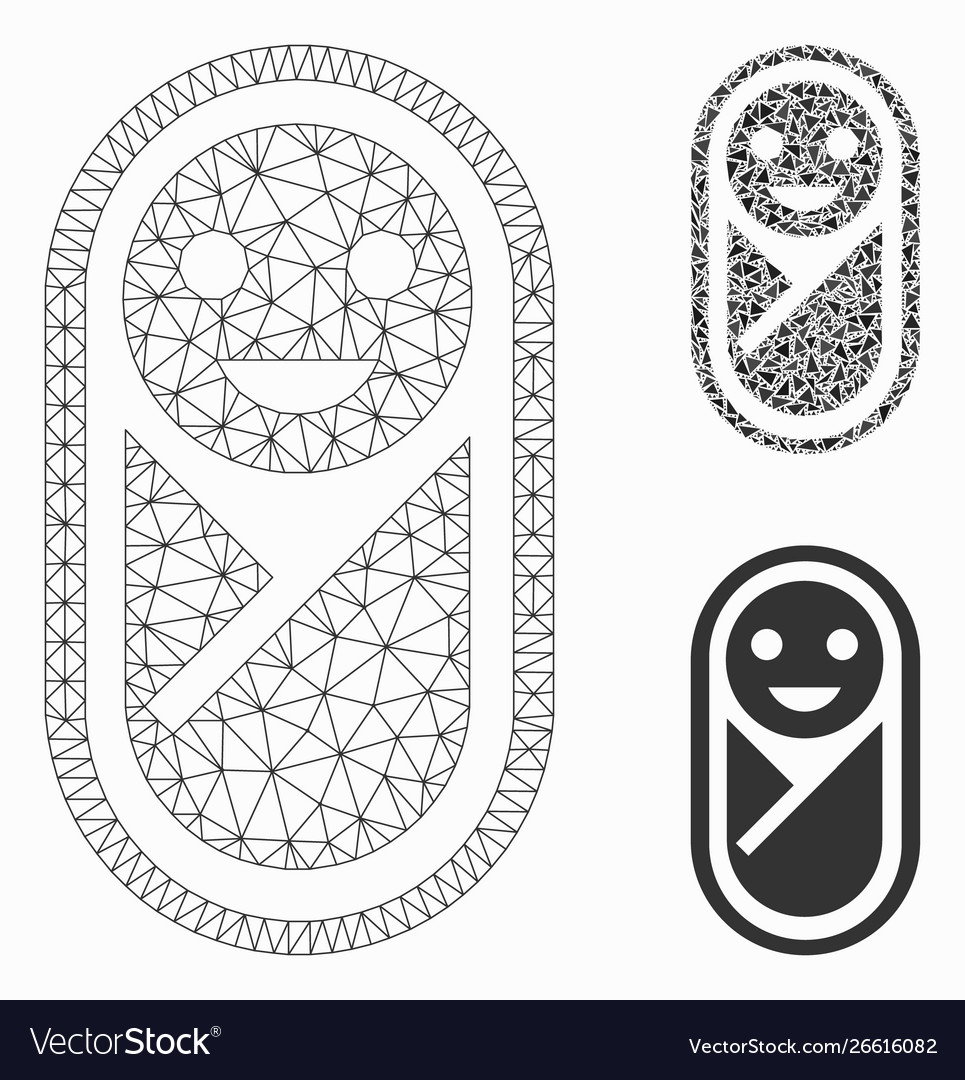 Infant mesh network model and triangle vector image Infant mesh network model and triangle