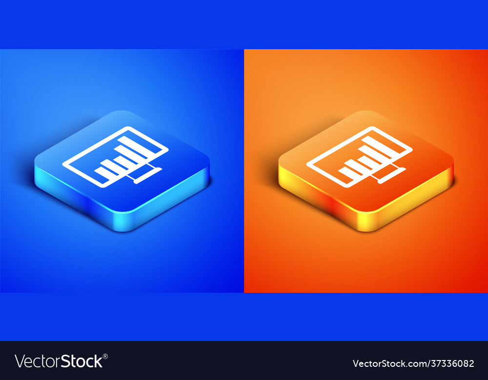 Isometric computer monitor with graph chart icon vector image Isometric computer monitor with graph chart icon