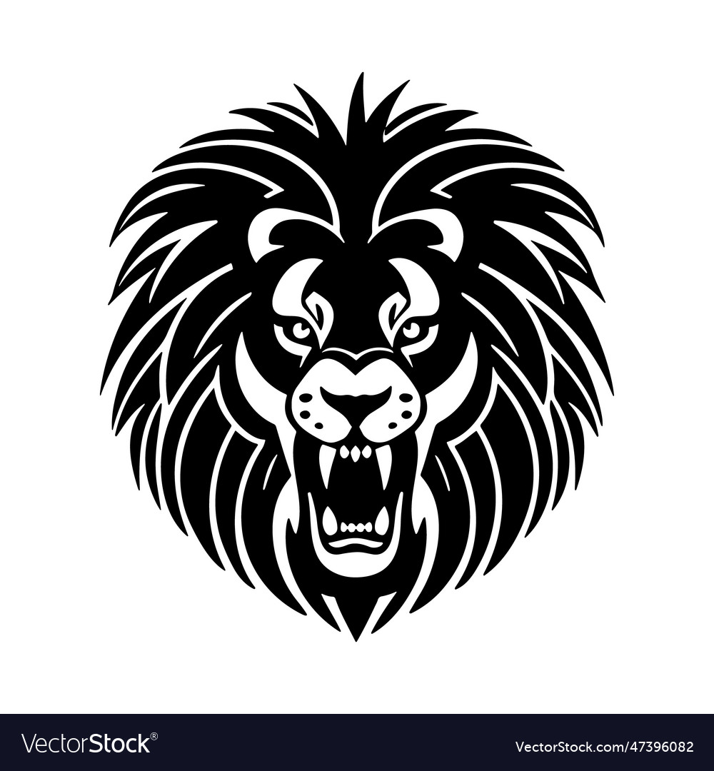 Lion head black and white icon Royalty Free Vector Image