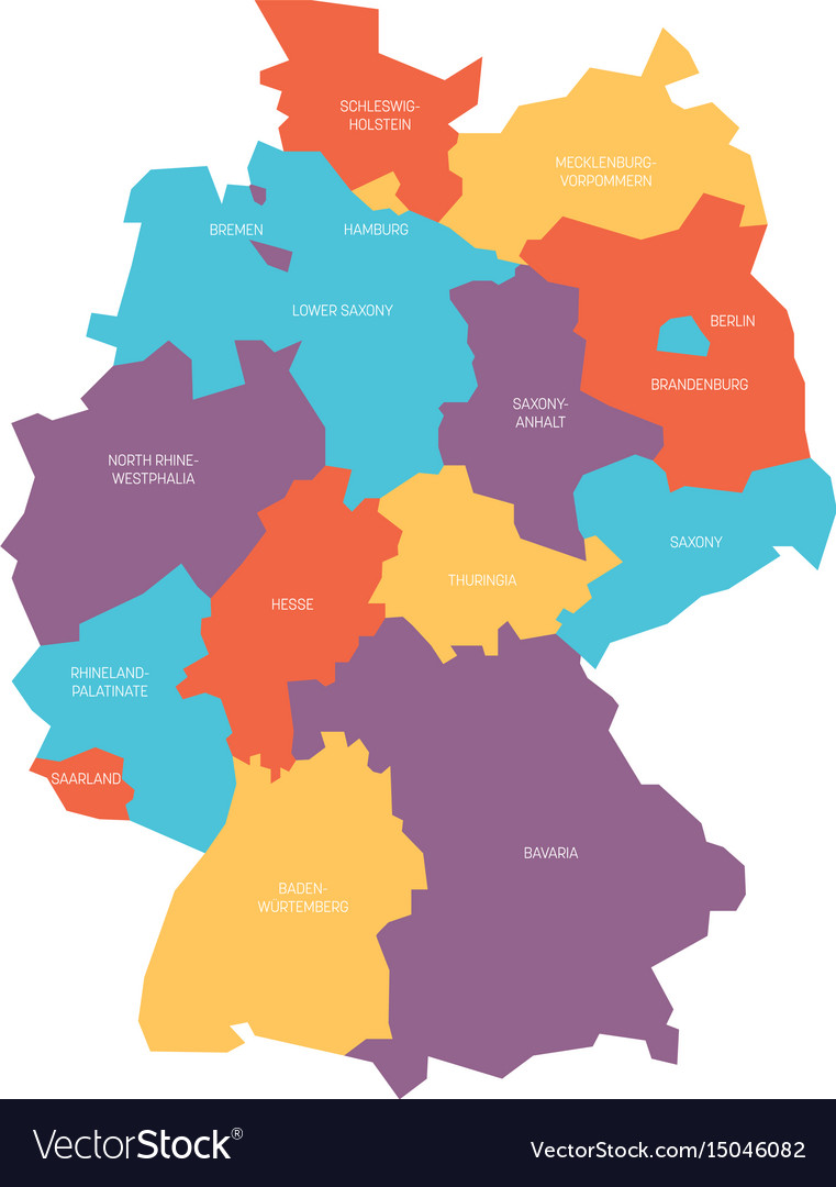 Map germany decided to 13 federal states and 3 Vector Image