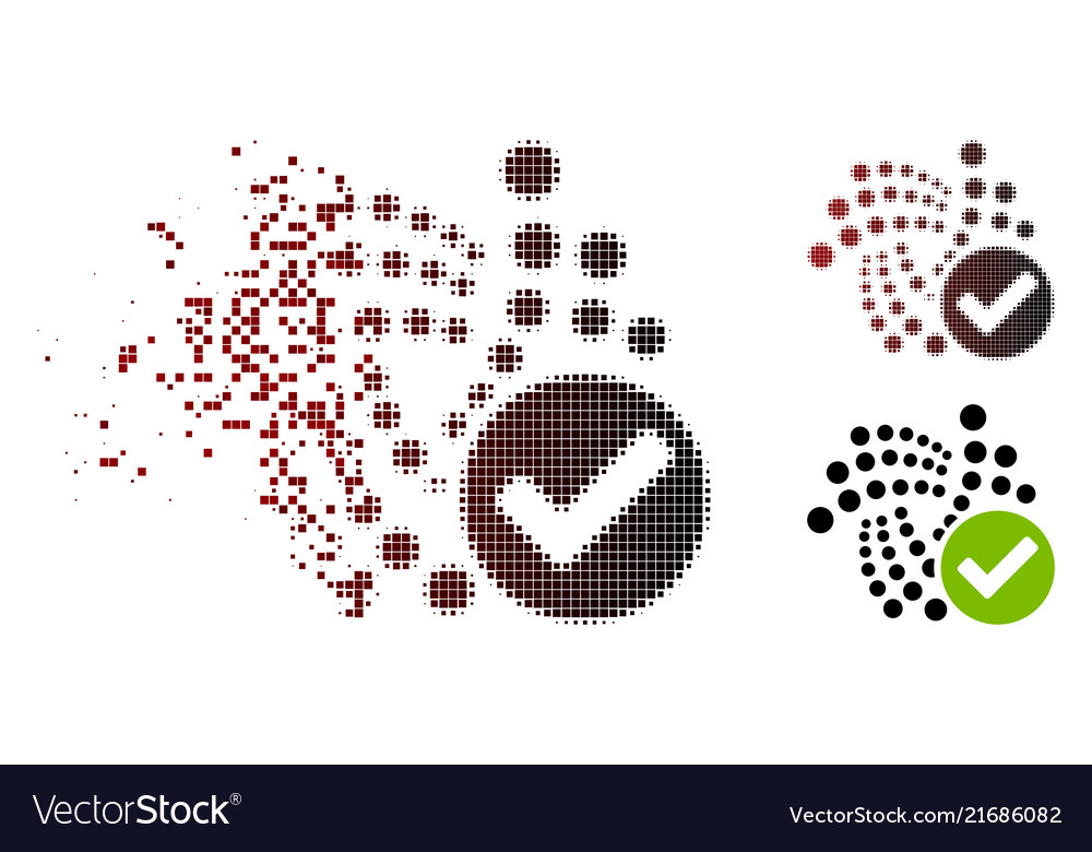 Moving pixelated halftone valid iota icon