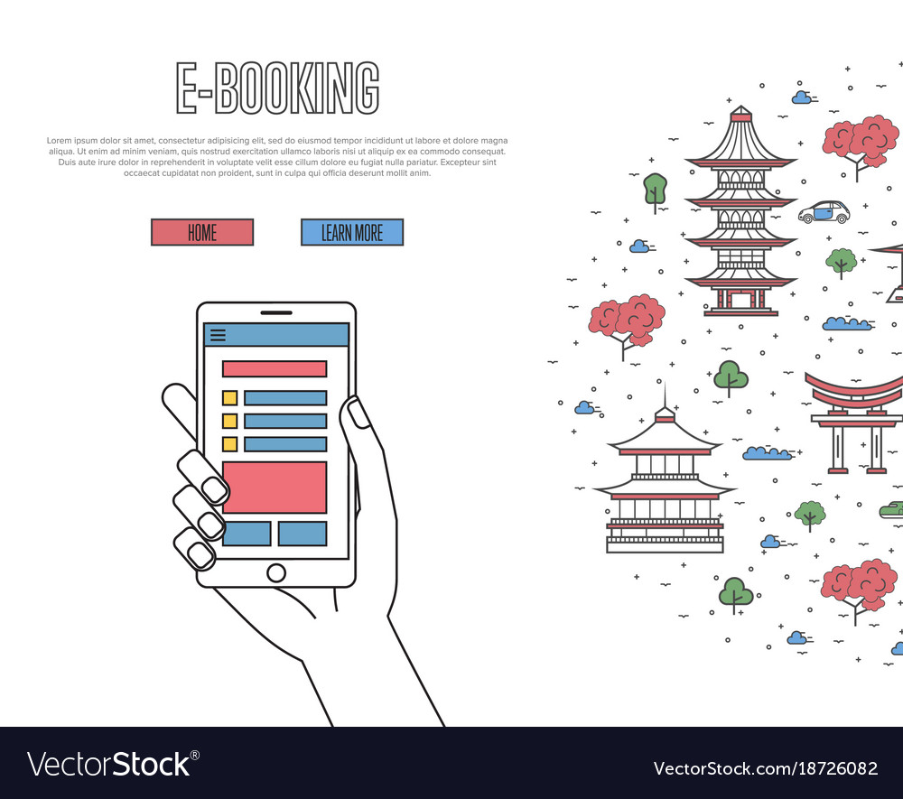 Online tickets ordering poster in linear style