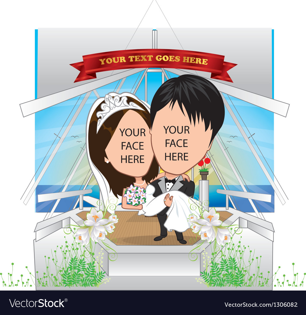 Romantic Wedding Couple Cartoon