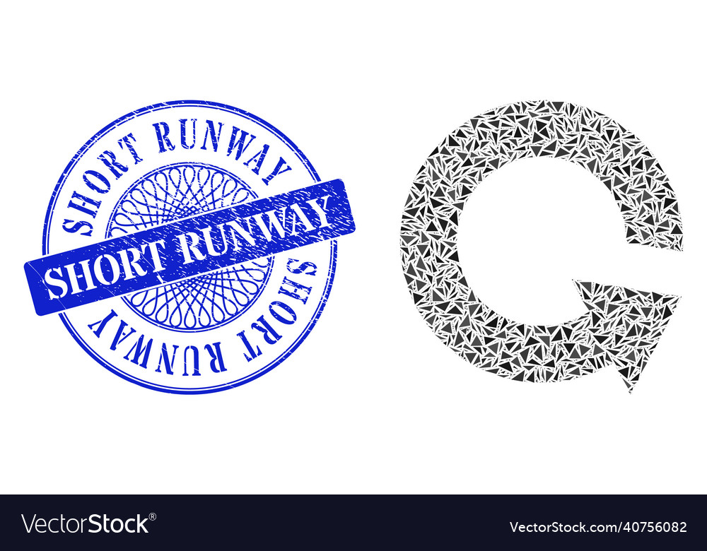 Rubber short runway badge and triangle rotate ccw vector image Rubber short runway badge and triangle rotate ccw