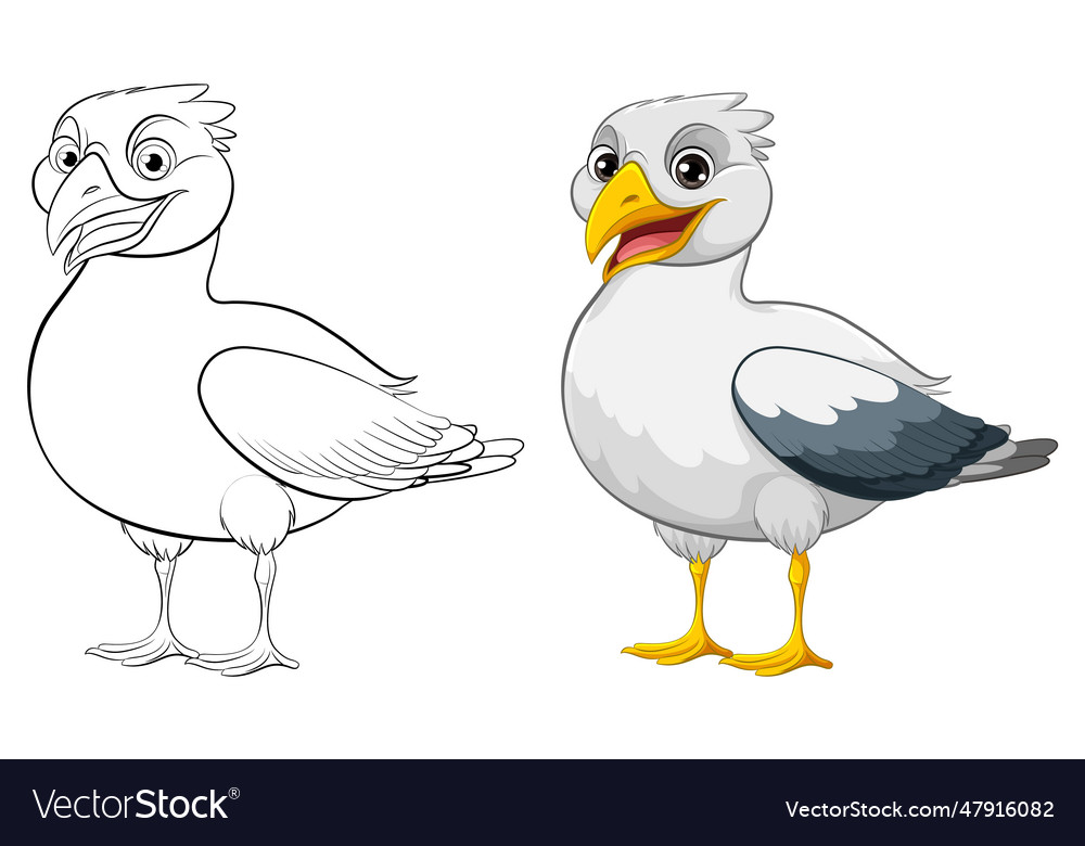 Seagull bird outline Royalty Free Vector Image