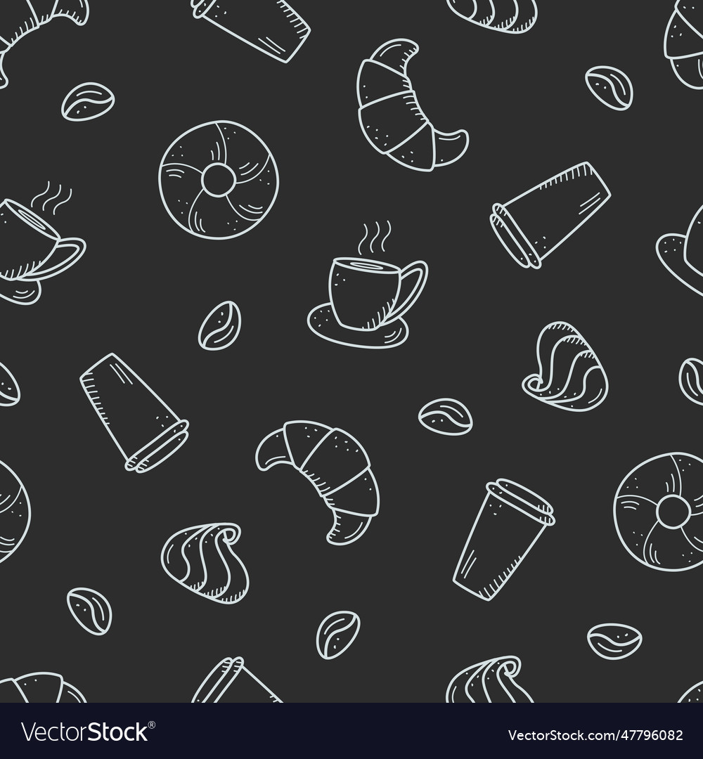 Seamless pattern with elements of coffee Vector Image Seamless pattern with elements of coffee