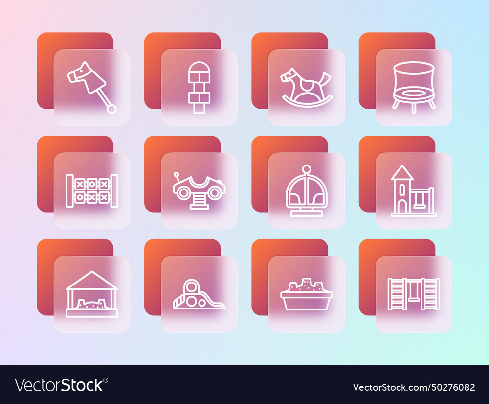 Set line jumping trampoline slide playground Vector Image Set line jumping trampoline slide playground