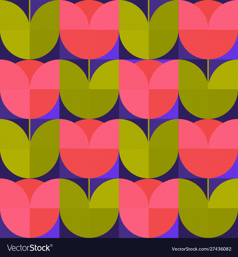 Seventies vibes abstract flower seamless pattern