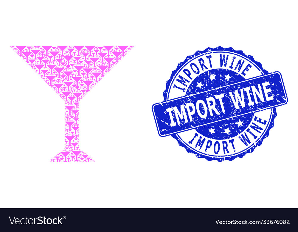 Textured import wine round stamp and recursive