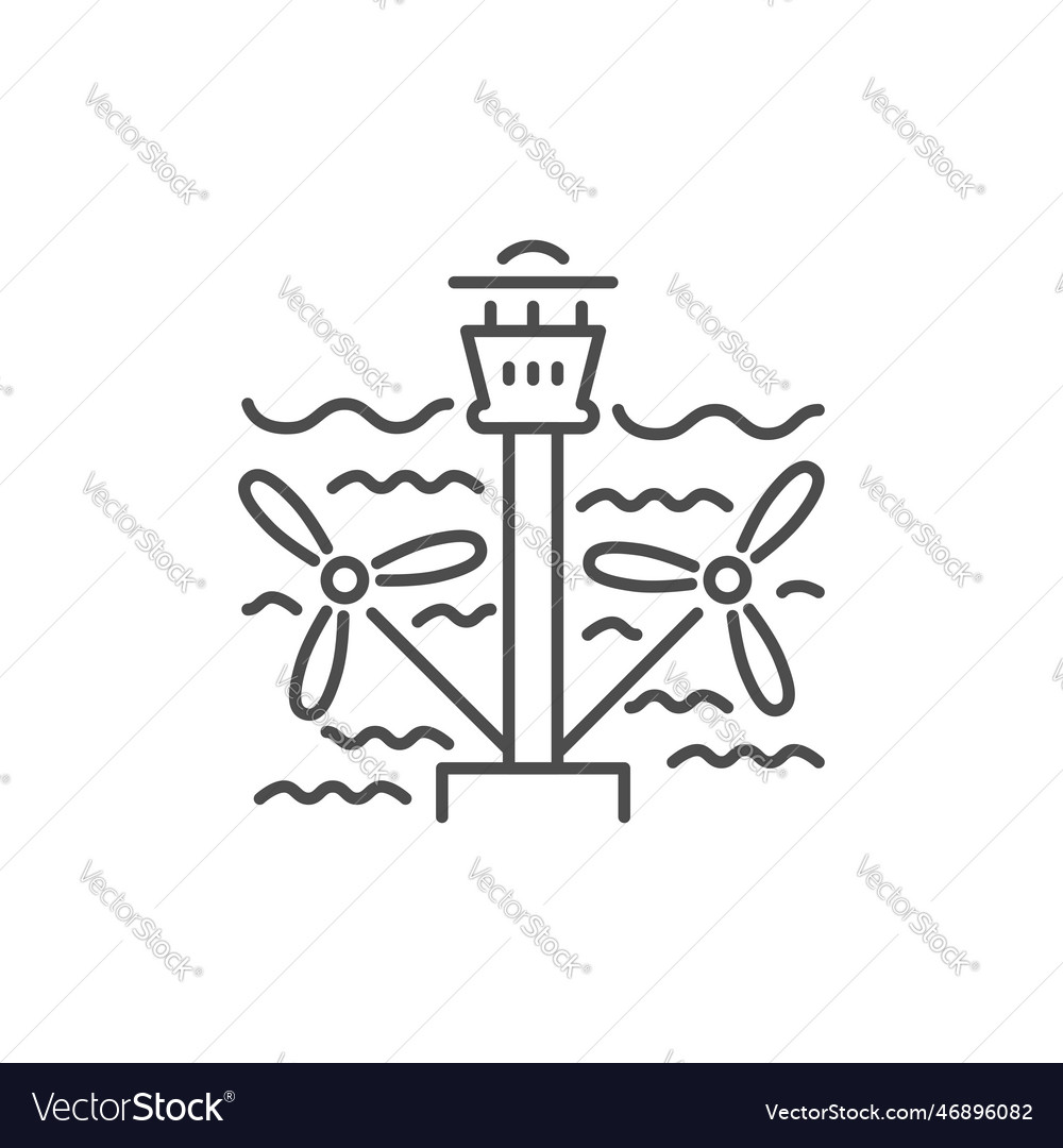 Tidal energy related linear icon vector image Tidal energy related linear icon
