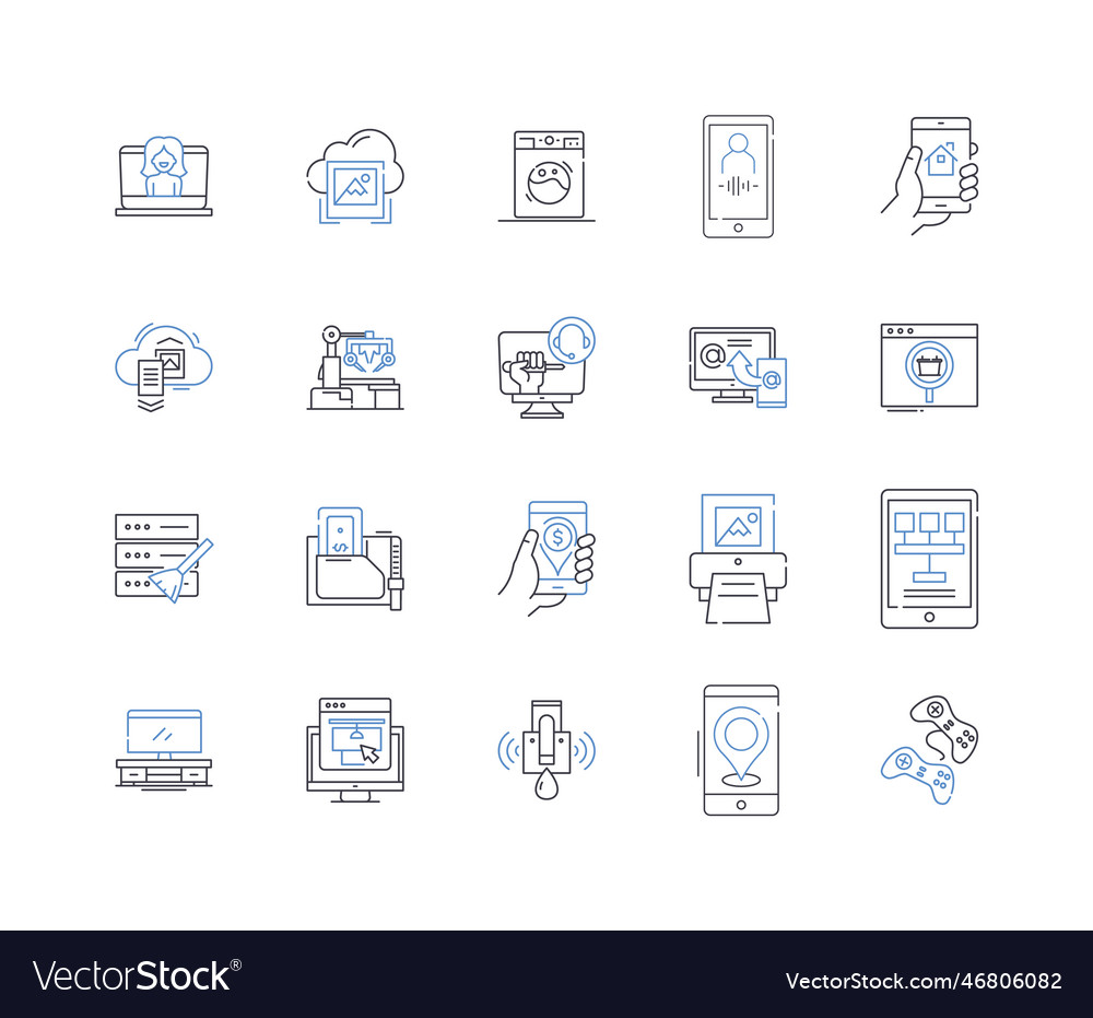 Tools and utensils line icons collection hammer