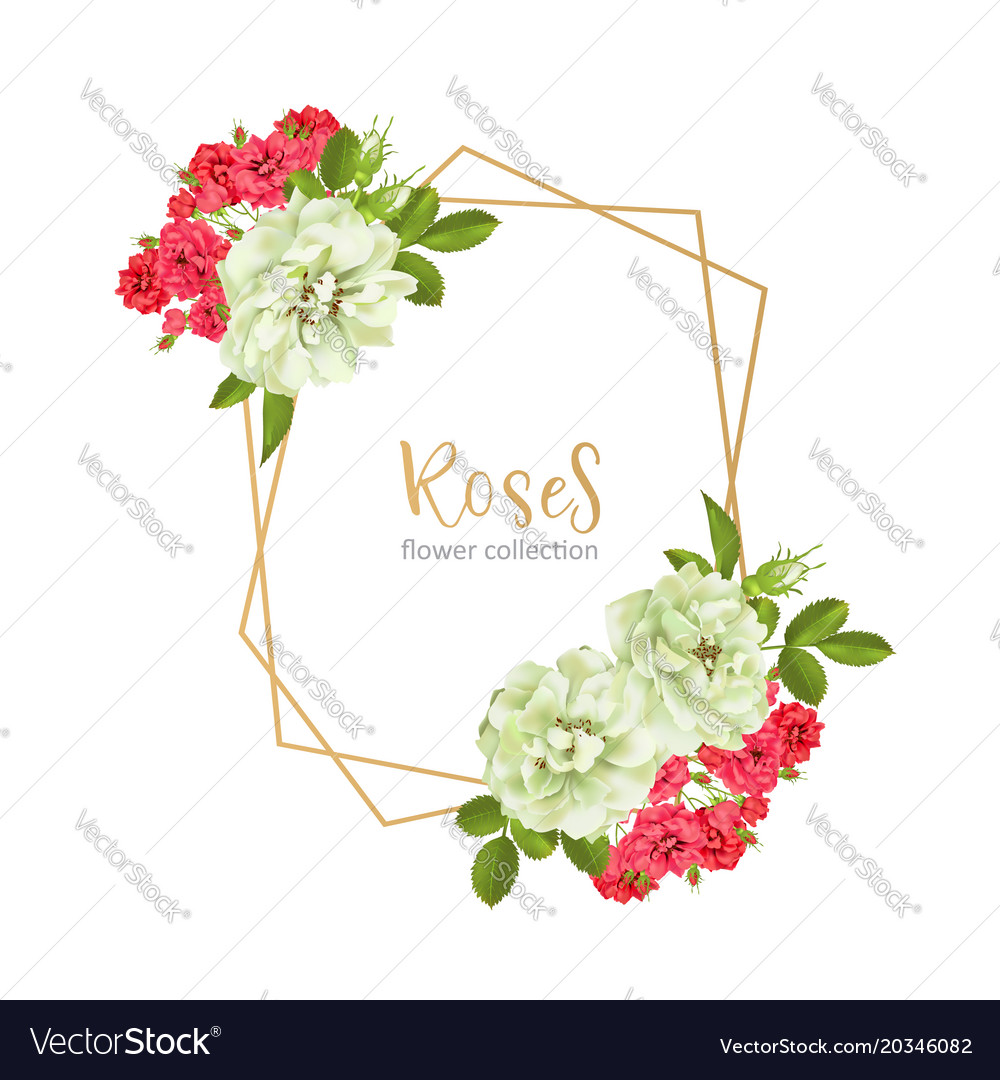 Wedding invitation with wild rose flowers