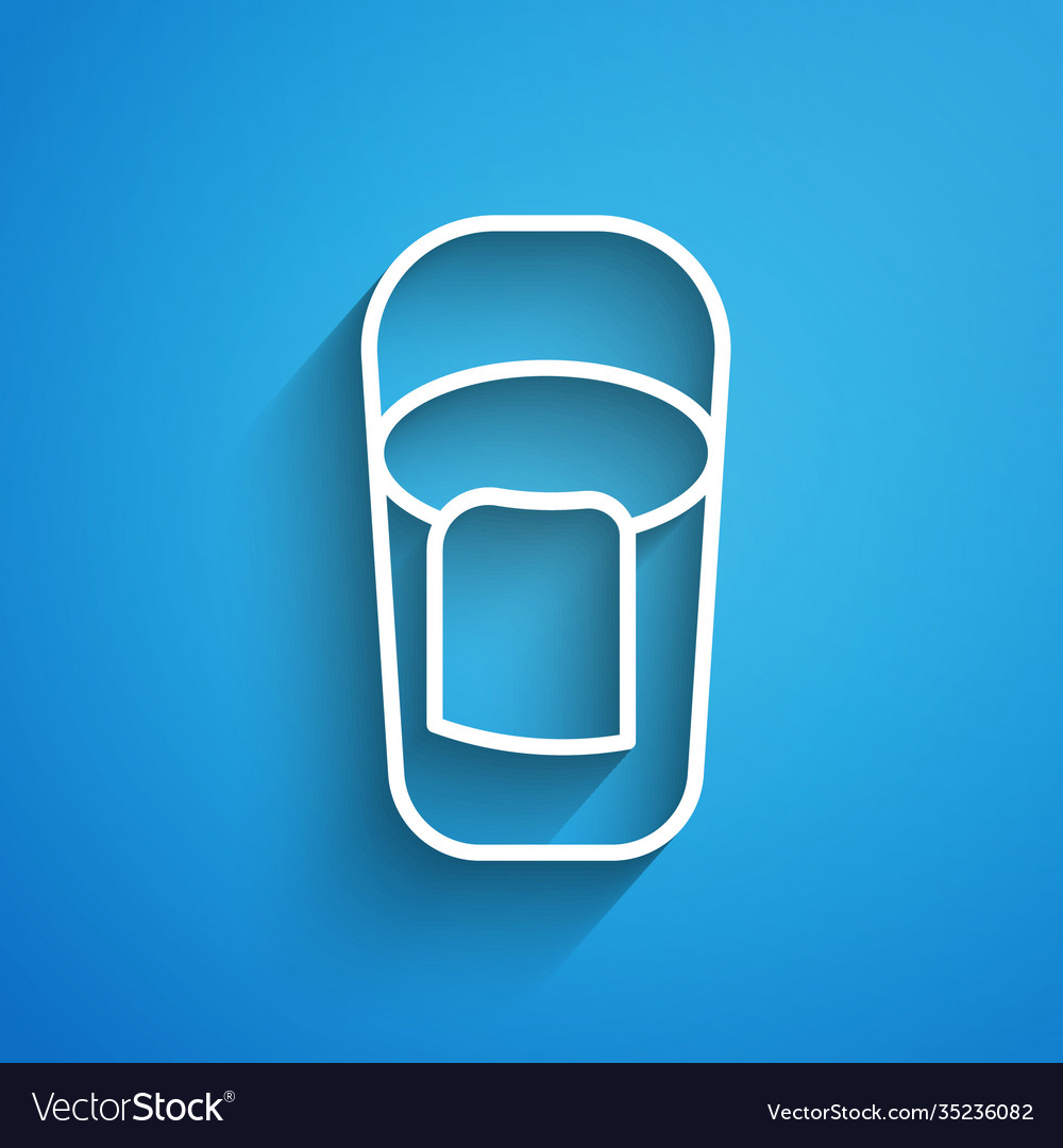 White line bucket with rag icon isolated on blue