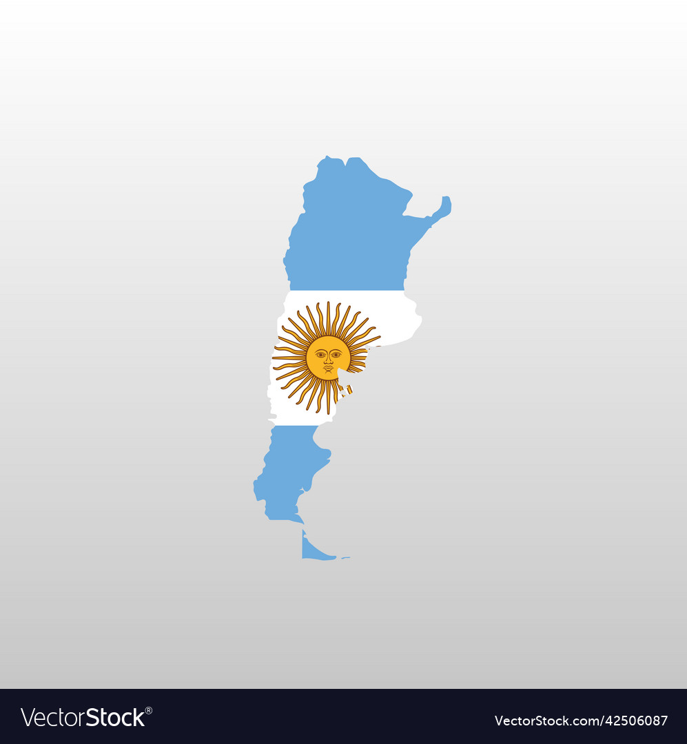 Argentina national flag in country map silhouette Vector Image