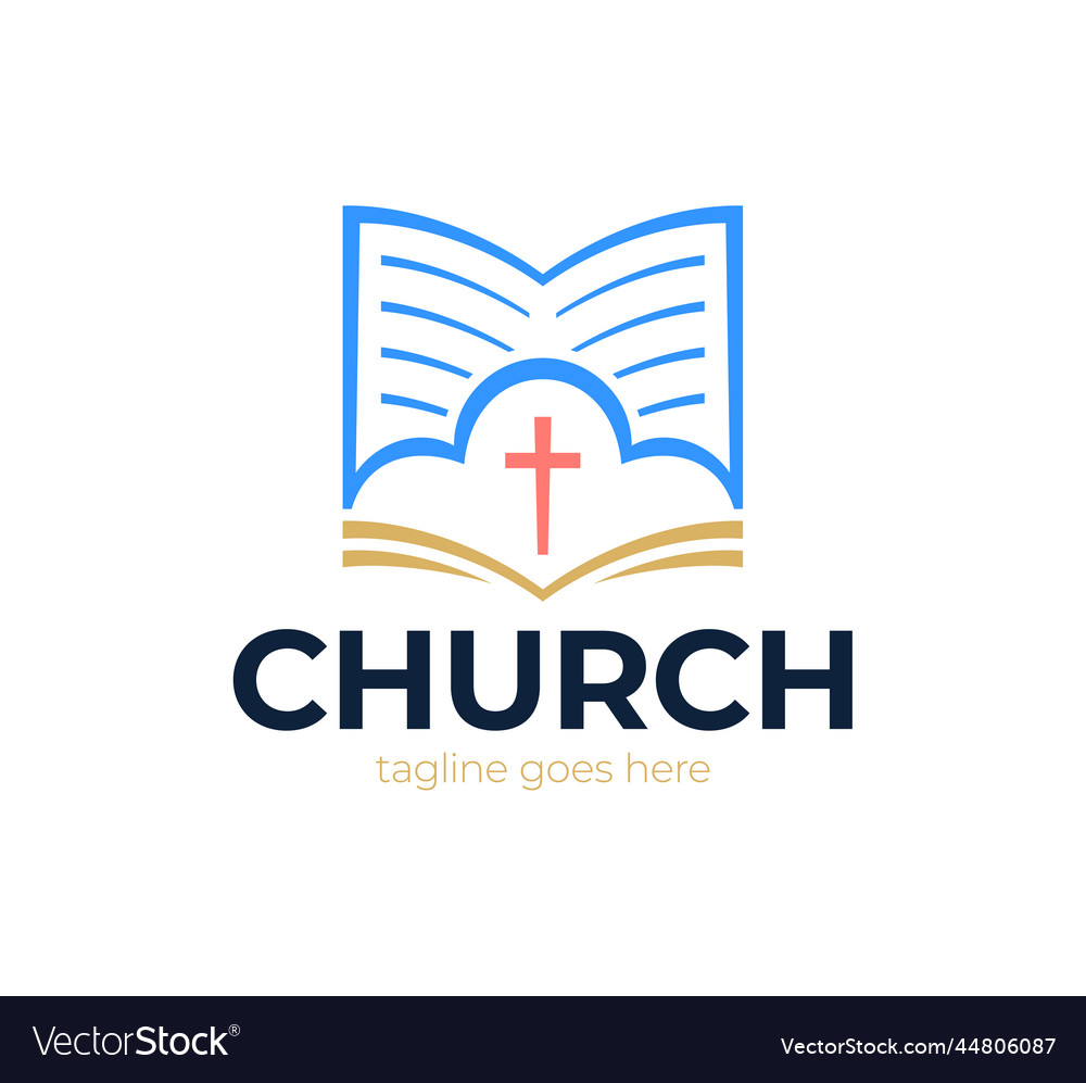 Church Logo Cross And Abstract Bible Religion Vector Image