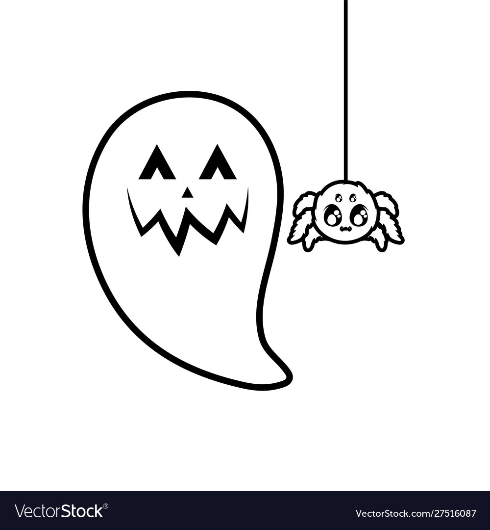 Creepy spider animal with ghost on white Vector Image Creepy spider animal with ghost on white Vector Image