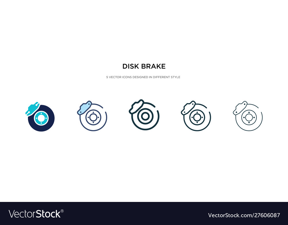 Disk brake icon in different style two colored