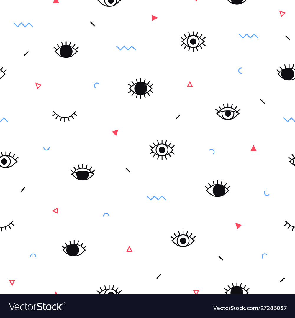Eyes pattern with geometric shapes in memphis vector image Eyes pattern with geometric shapes in memphis