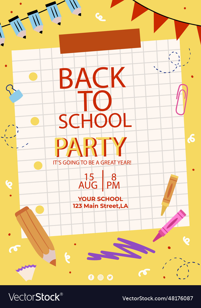 Flat back to school vertical poster template Vector Image