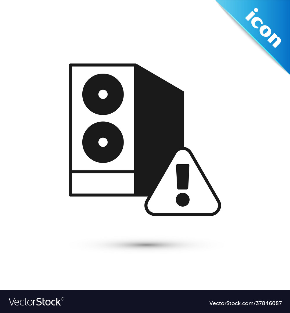 Grey case computer with exclamation mark icon Vector Image Grey case computer with exclamation mark icon