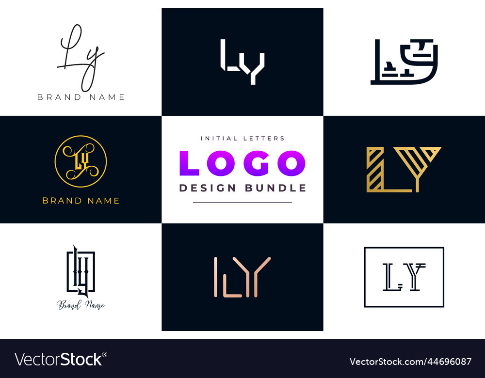 Initial letters ly logo design bundle