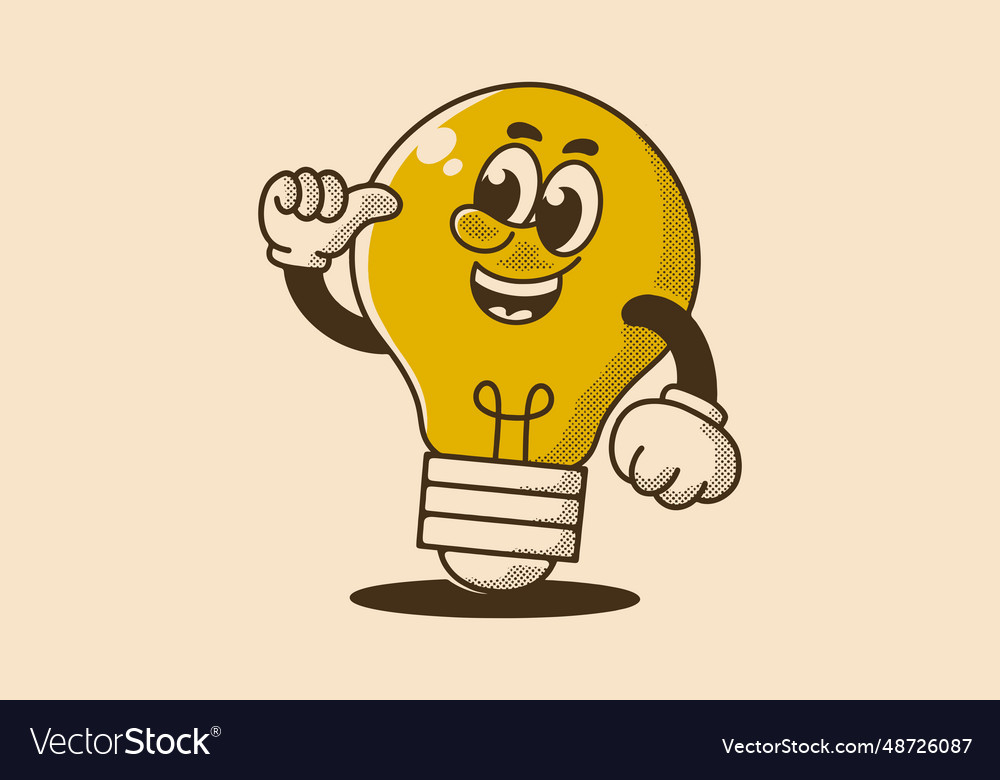 Lightbulb mascot character with happy expression