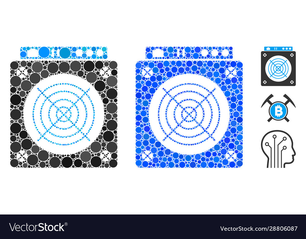 Mining asic hardware mosaic icon circles vector image Mining asic hardware mosaic icon circles