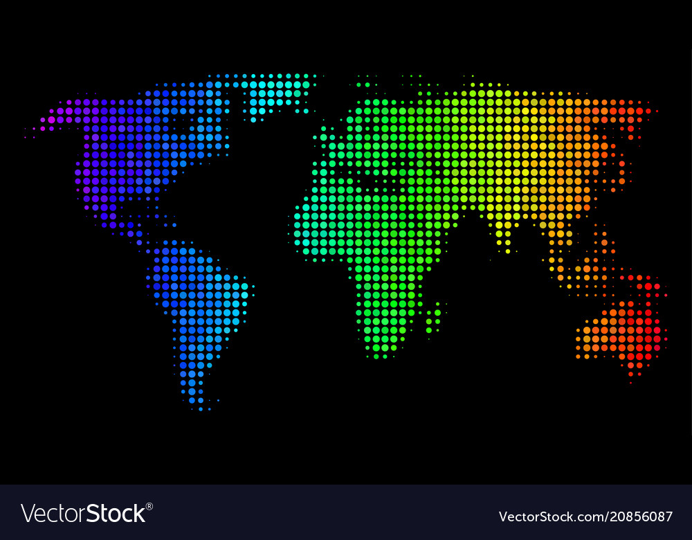 Spectrum pixel world map vector image Spectrum pixel world map