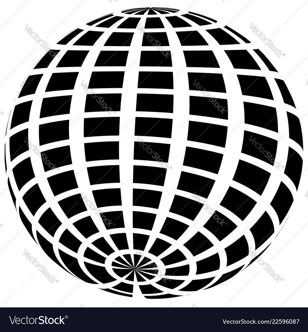 Sphere with grid of squares textured 3d vector image Sphere with grid of squares textured 3d