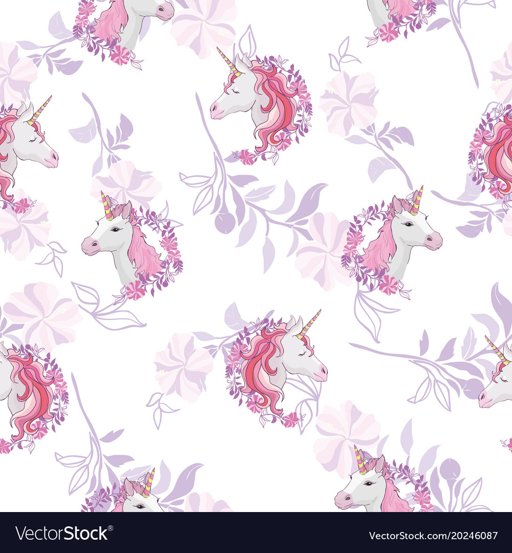 Unicorn and rainbow seamless pattern isolated