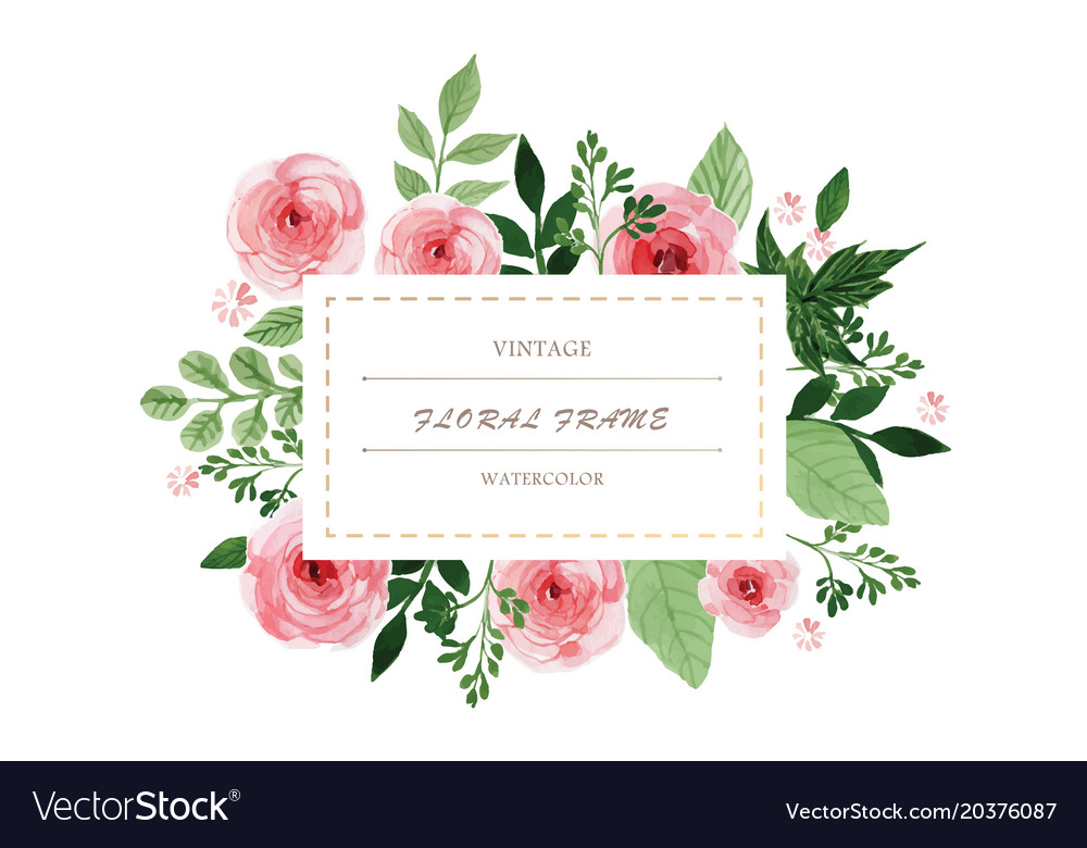 Watercolor Vintage Flowers Wreath Hand Painted Vector Image
