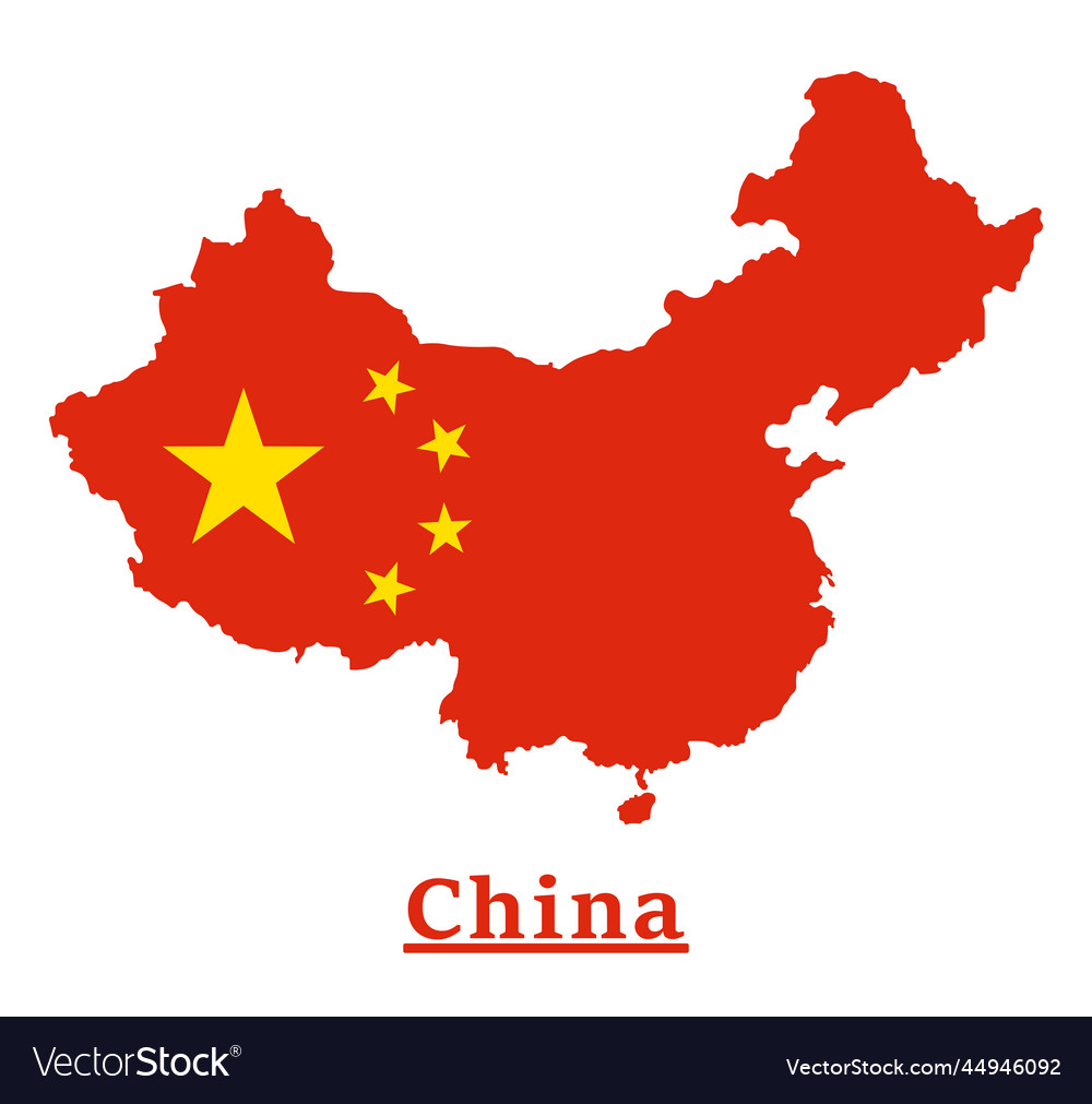 China national flag map design Royalty Free Vector Image