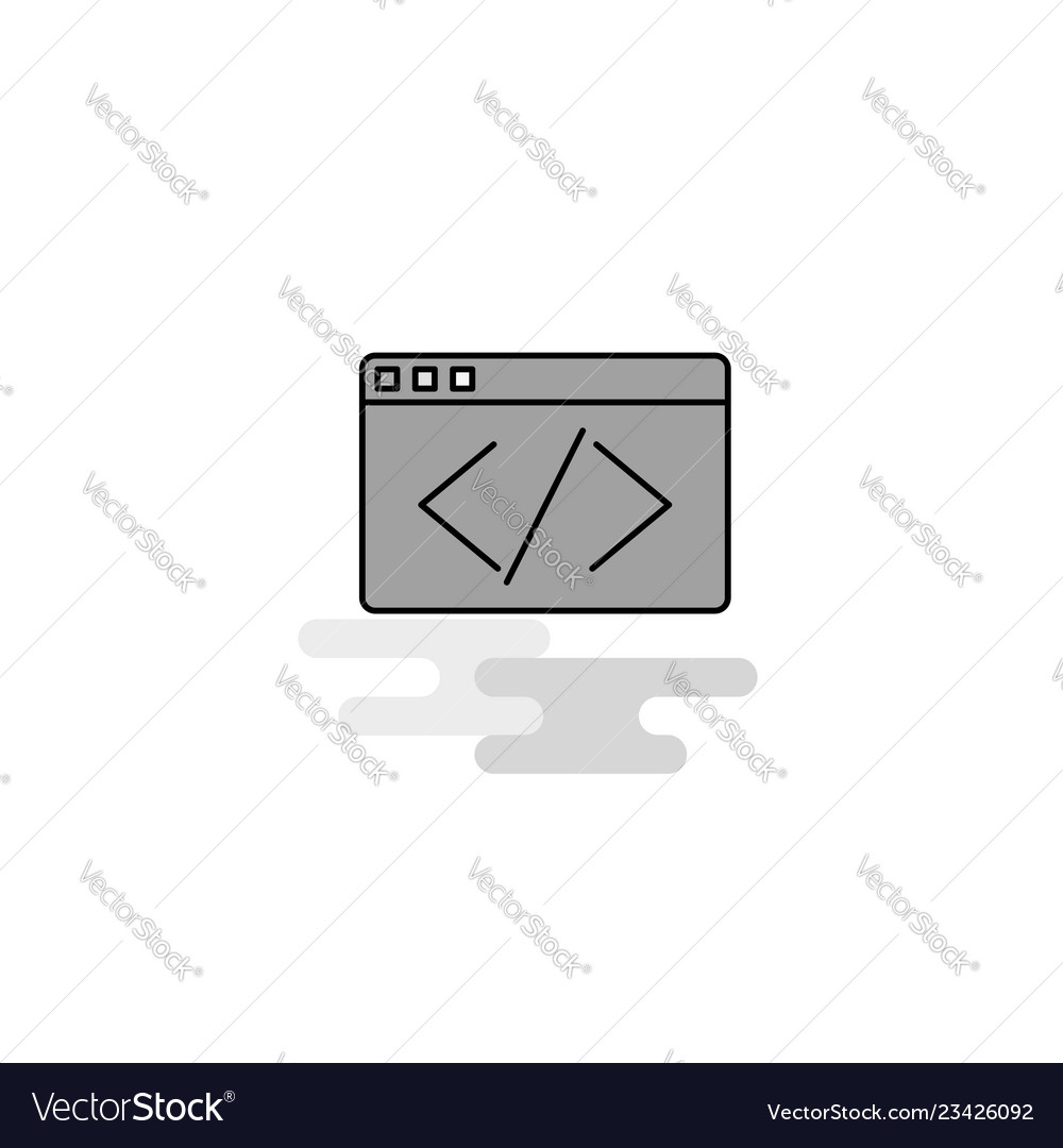 Code Web Icon - Flat Line Style
