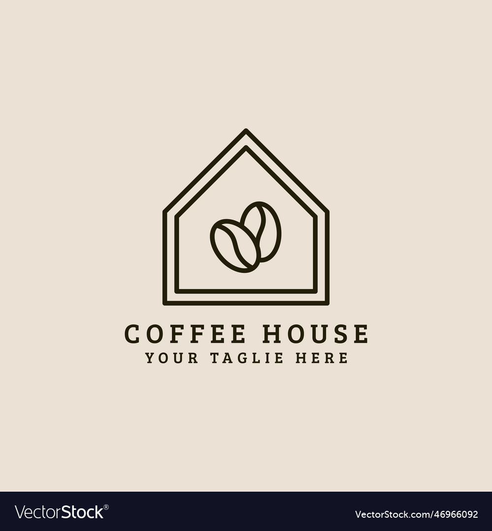 Coffee house shop with line art style logo icon