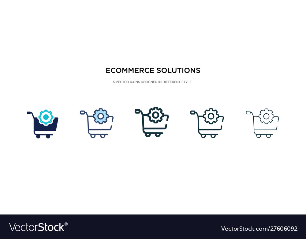 Ecommerce solutions icon in different style two vector image Ecommerce solutions icon in different style two