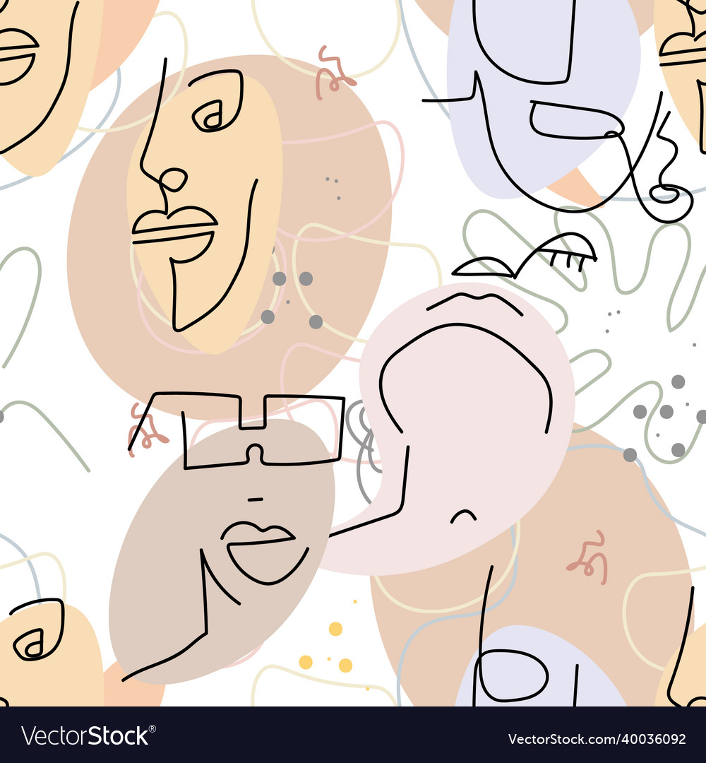 Face line pattern abstract drawing seamless print vector image Face line pattern abstract drawing seamless print