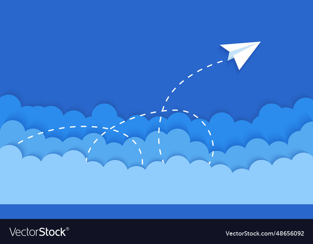 Flying paper plane on the blue sky icon Royalty Free Vector