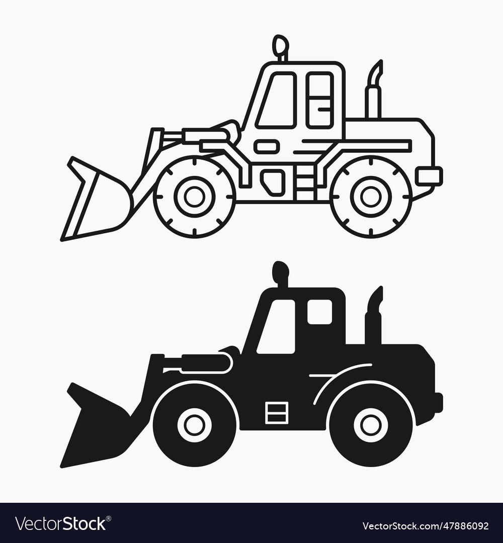 Front loader construction machine line shape icon