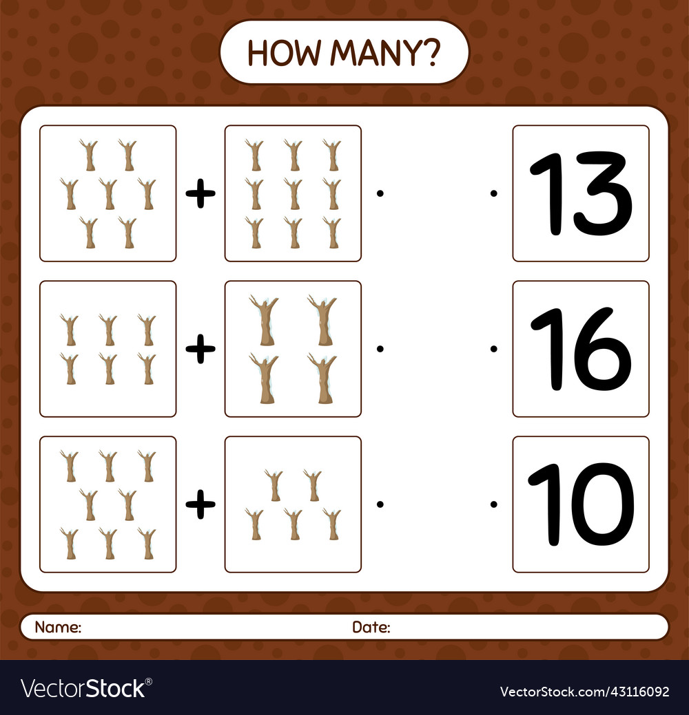 How many counting game with dead tree worksheet