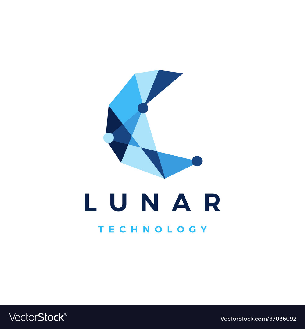 Lunar moon technology geometric polygonal logo Vector Image