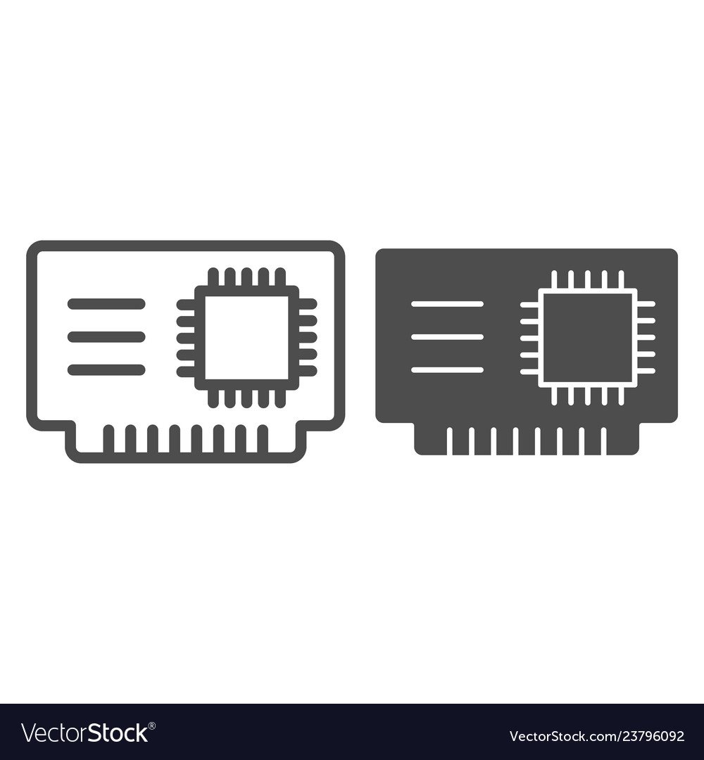 Microchip line and glyph icon cpu vector image Microchip line and glyph icon cpu