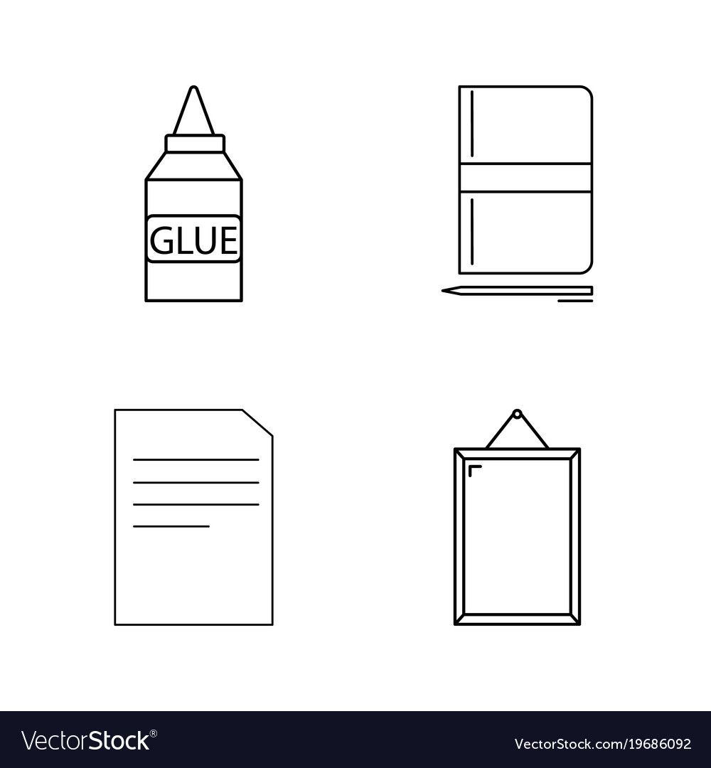 Office simple linear outline icon set