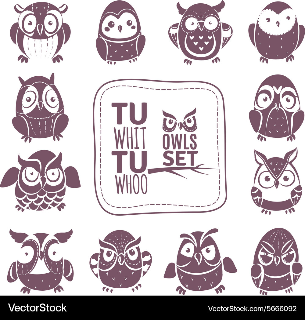 Owls set Royalty Free Vector Image - VectorStock